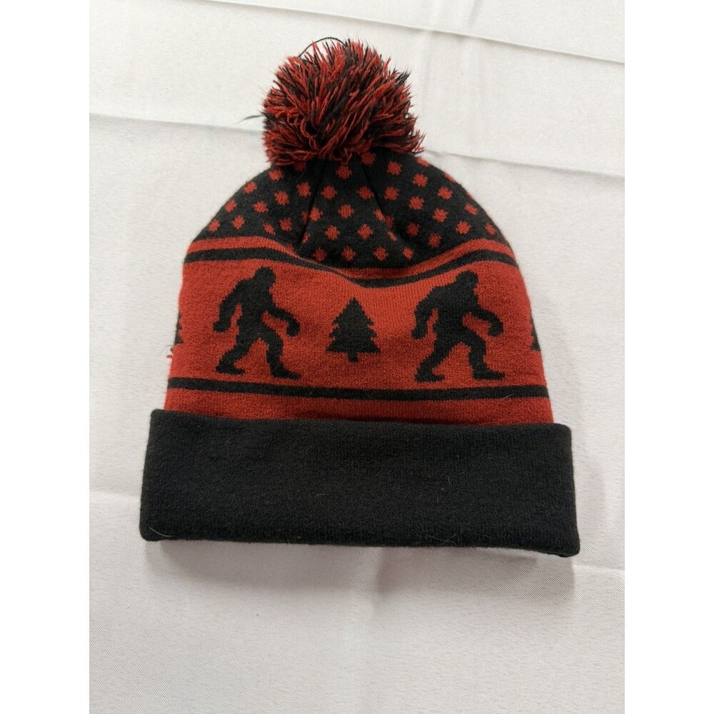 Black & Red Portland Trail Blazers Fleece Lined Beanie Pom Pom Sasquatch Tree